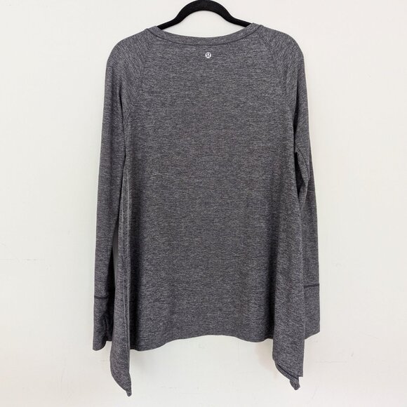 Lululemon Rehearsal Top Long Sleeve Gray Tee Heathered Black Swan Thumb Holes 8 - Picture 6 of 9